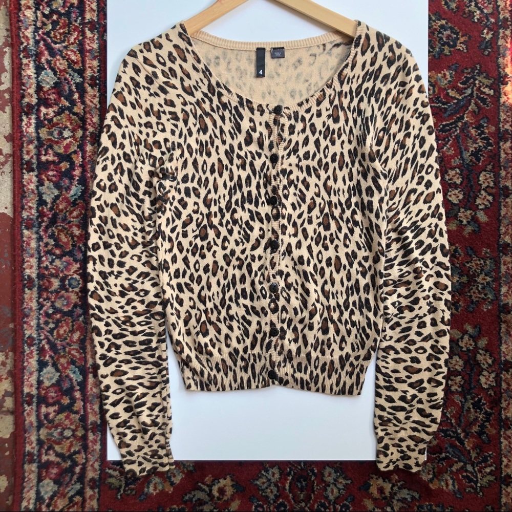H&M Leopard print Knit cardigan sweater | 4 / XS